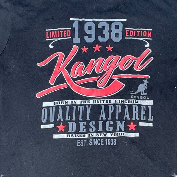 Kangol T-Shirt Mens Medium United Kingdom Kangaroo 1938 New York Cotton Black - Picture 3 of 13